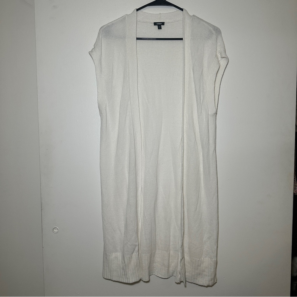 Open Front Long Sleevless Open Front Cardigan